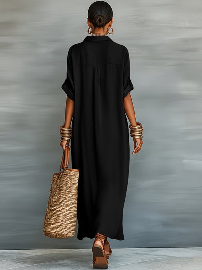 Damen Maxikleid Hemdblusen-Stil Elegant Lässig für Strand und Alltag