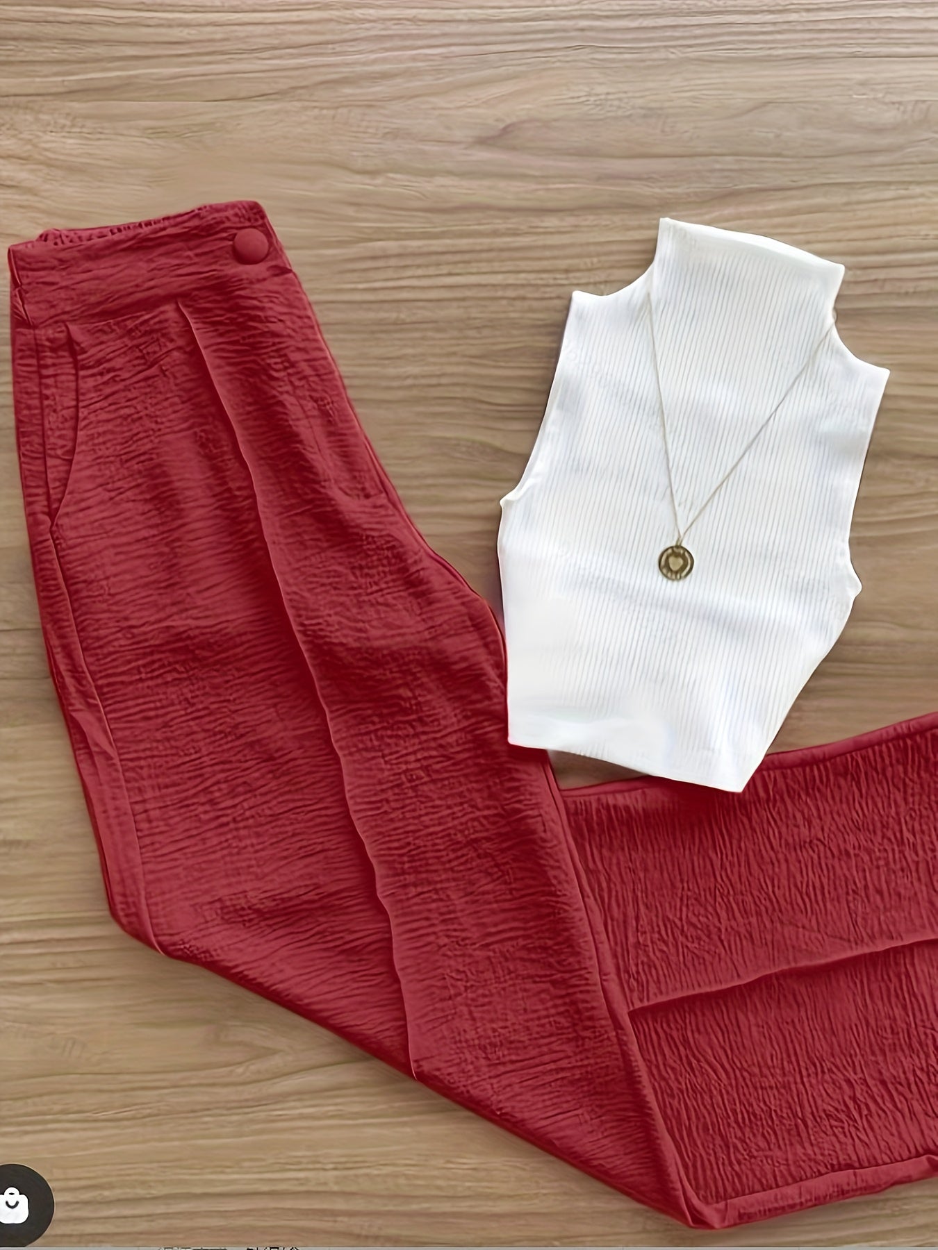 Damen Elegantes Set – Ärmelloses Oberteil mit Stehkragen und Weite Hose, Perfekt für Büro und Alltag