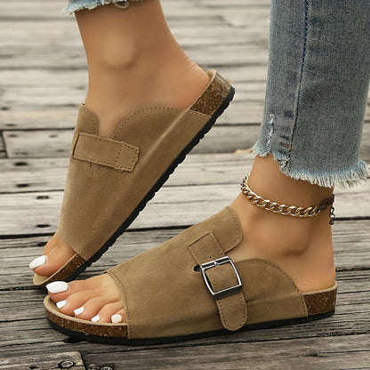 Damen Komfort-Pantoletten mit Schnalle – Modische Slip-On Sandalen für Alltag und Freizeit