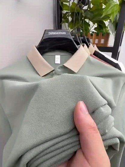 Herren Polohemd im Casual-Stil mit Kontrastkragen und dezentem Logo – Perfekt für Alltag und Freizeit
