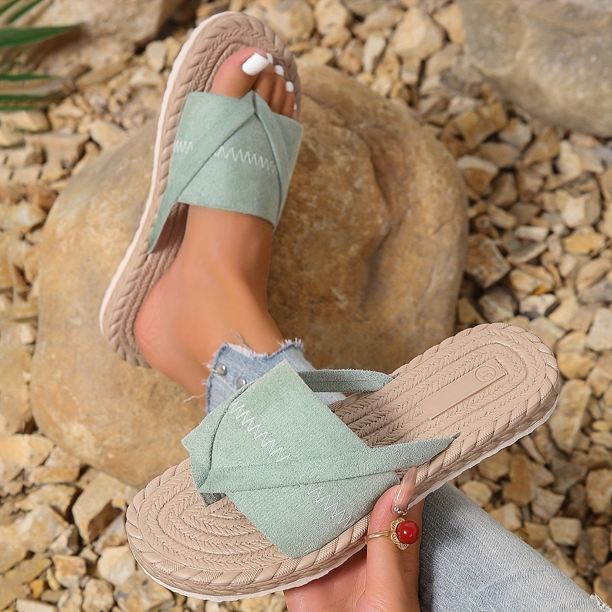 Damen Komfort-Sandalen im Preppy-Stil für Freizeit und Sommer