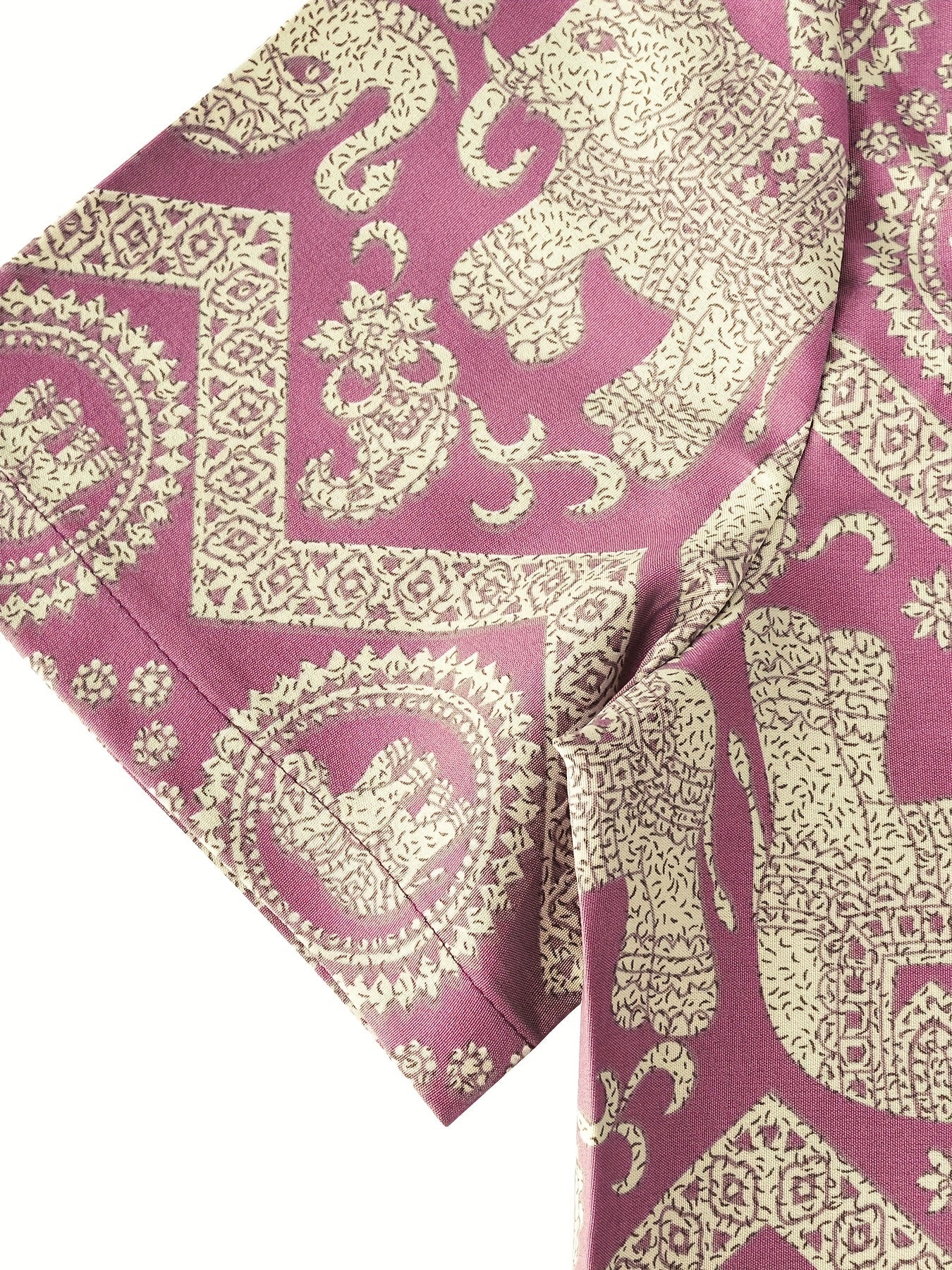 Herren Resort Hemd mit Elefanten- und Mandala-Muster, Kurzarm, Freizeit Stil