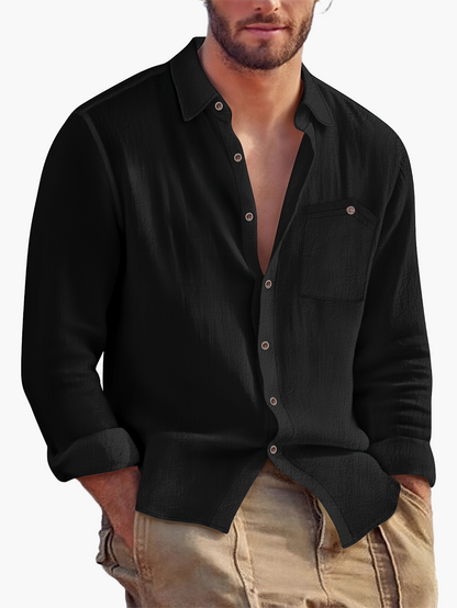 Herren Freizeit Leinenhemd – Langarm, Stilvoller Look für Alltag und Urlaub