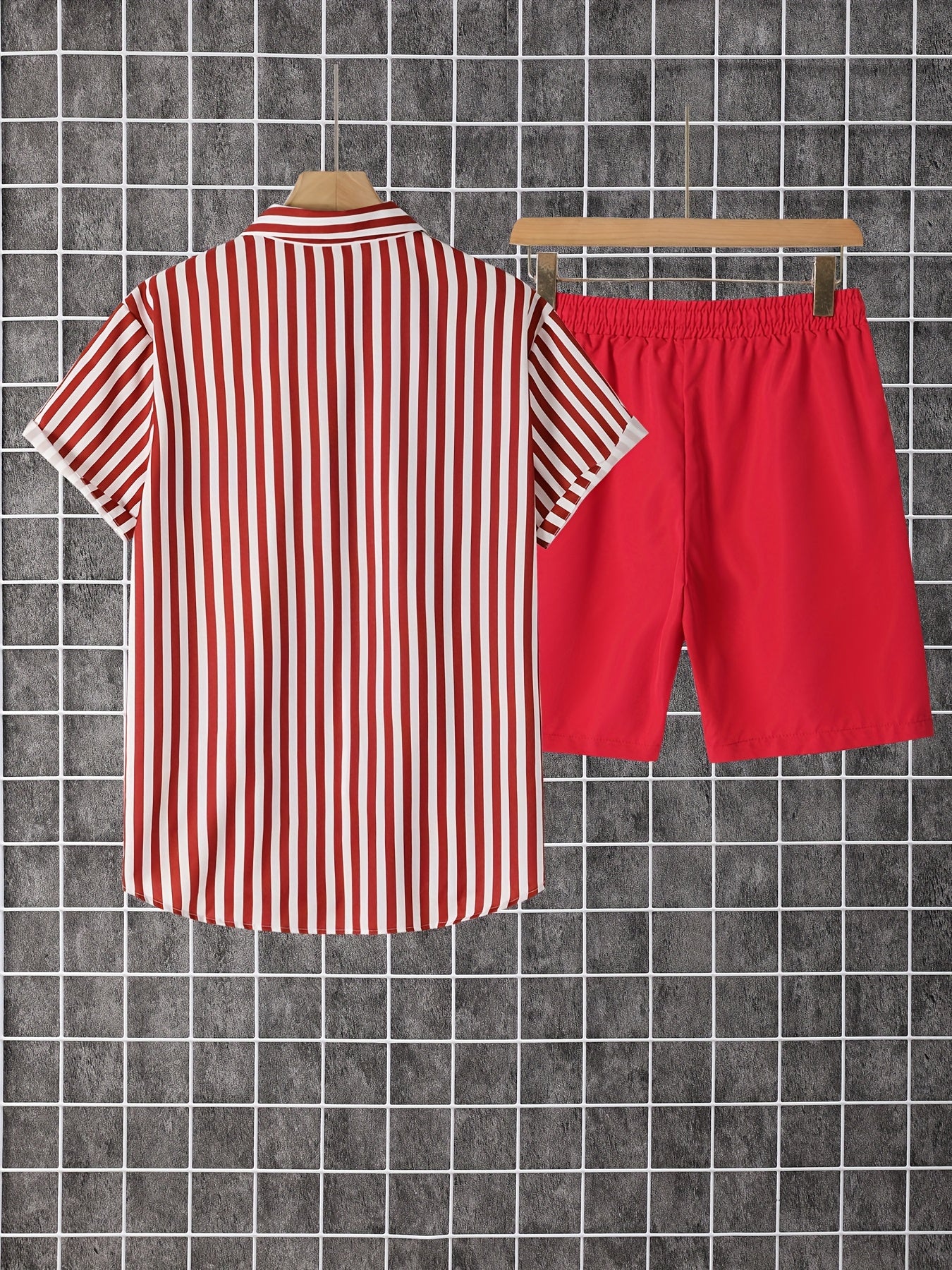 Herren Freizeit Set – Gestreiftes Hemd mit Shorts, Moderner Sommer-Look