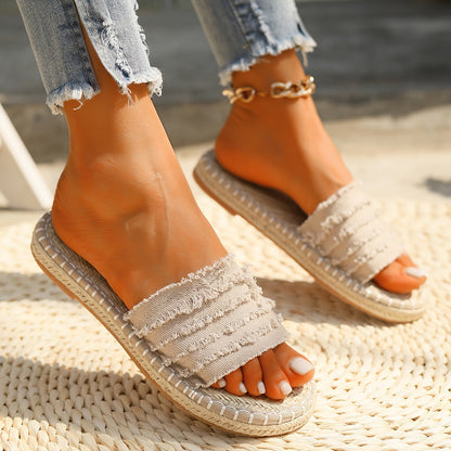 Damen Boho Espadrille Slides – Sommerliche Fransen-Sandalen für Freizeit und Urlaub