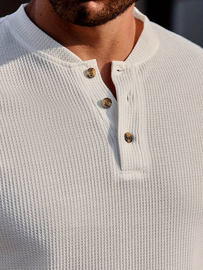 Herren Kurzarm Henley Shirt mit Struktur für stilvolle Freizeitlooks