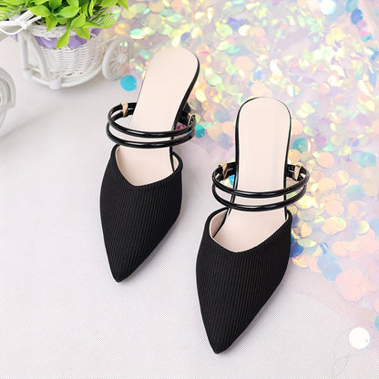 Damen Elegante Spitz-Toe Mules mit Doppelriemen – Stilvolle Schuhe für Büro und Abend