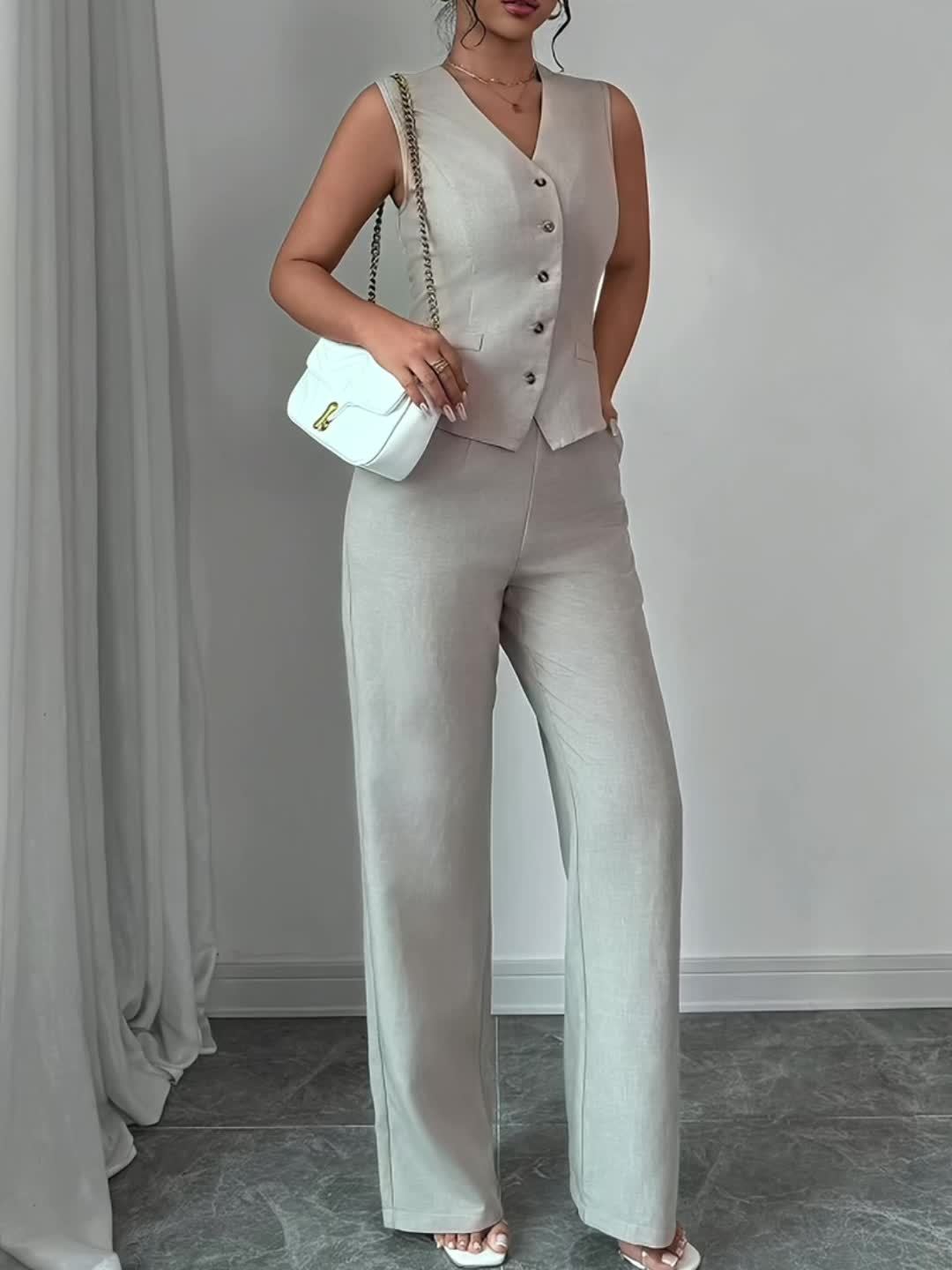Damen Business Anzug mit Weste und Hose – Eleganter Büro-Look für stilbewusste Frauen