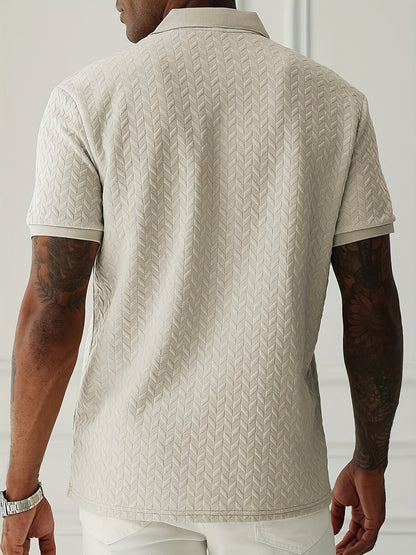 Herren Polo-Shirt Casual mit Strukturmuster – Stilvoll für Alltag & Freizeit