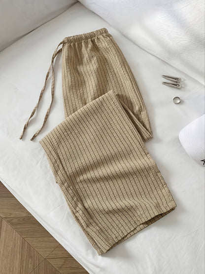 Damen Relaxed Fit Freizeithose mit Nadelstreifen – Bequemer Stil für Alltag und Lounge