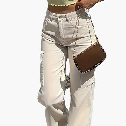 Damen Cargo Hose mit weitem Bein – Modische Freizeit- und Streetwear Hose für Frühling und Sommer