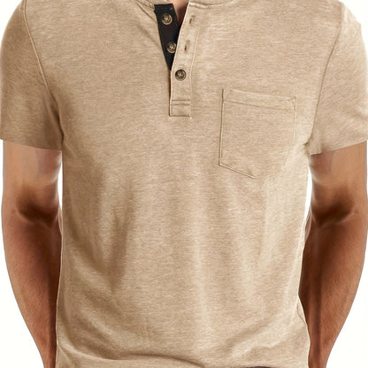 Herren Henley T-Shirt Kurzarm mit Knopfleiste – Casual Freizeitshirt
