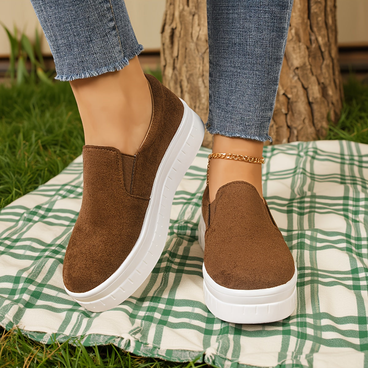 Damen Slip-On Plateau Loafer – Bequeme Freizeitschuhe für den Alltag
