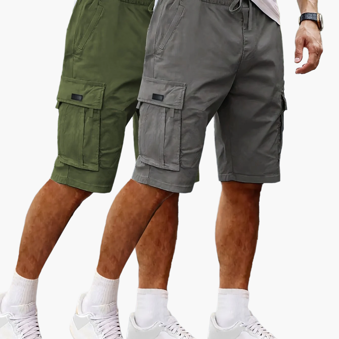 Herren Cargo Shorts 2er Pack – Bequeme Freizeit- und Outdoor-Bermuda mit Taschen
