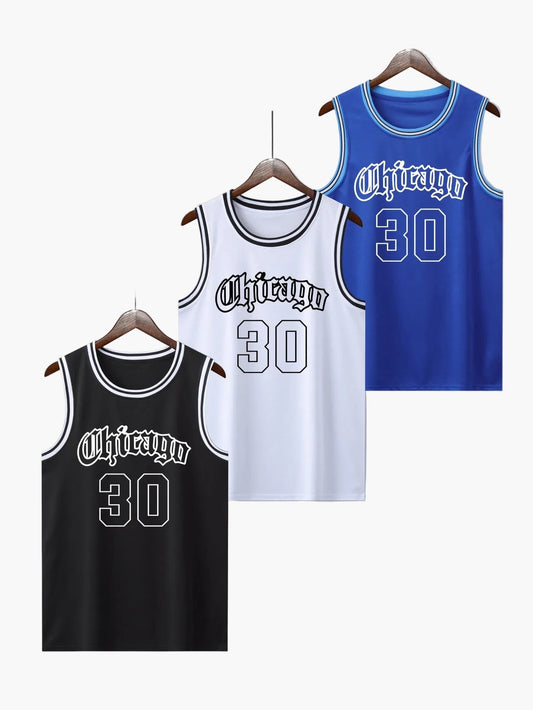 Herren Basketball Tanktop Set Vintage Streetwear Chicago 30 – Sportliche Trainingsshirts