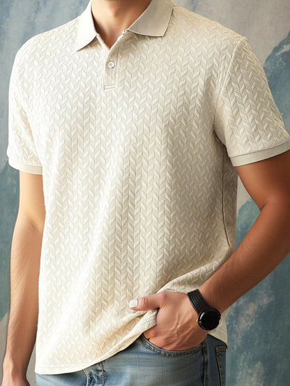 Herren Polo-Shirt Casual mit Strukturmuster – Stilvoll für Alltag & Freizeit