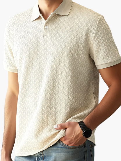 Herren Polo-Shirt Casual mit Strukturmuster – Stilvoll für Alltag & Freizeit