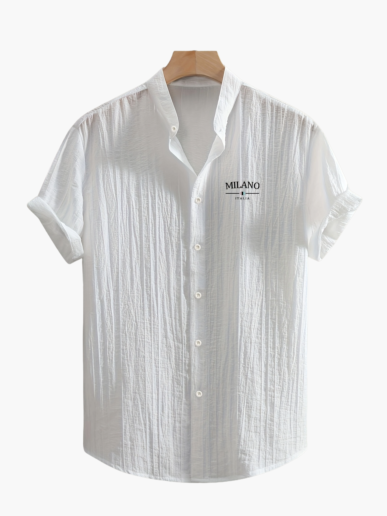 Herren Freizeit Hemd mit Stehkragen und Milano Print – Modernes Sommerhemd für Alltag & Urlaub