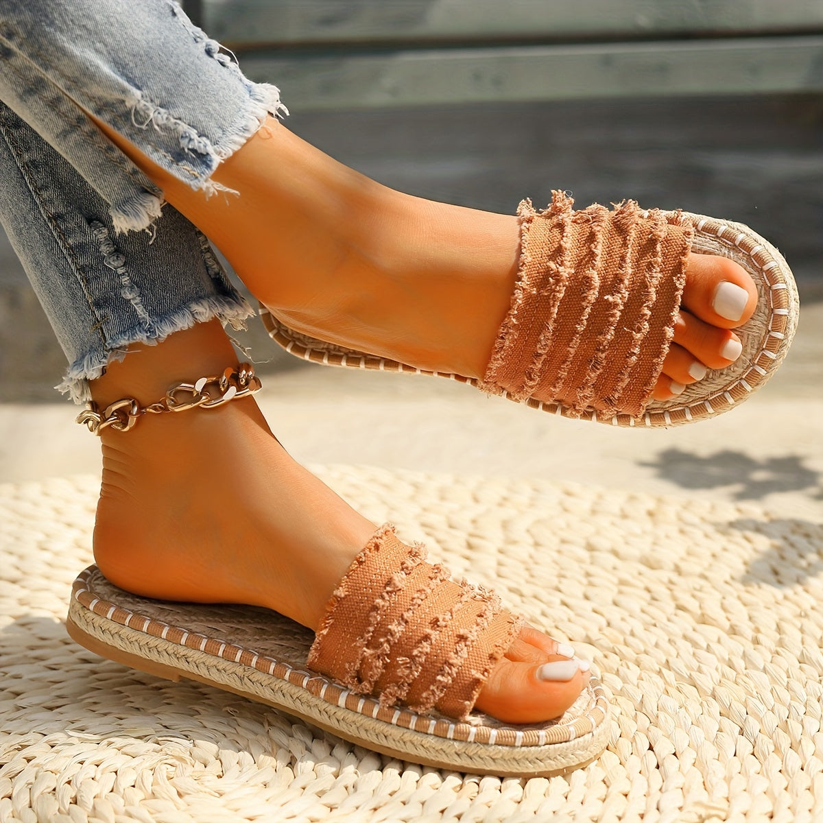 Damen Boho Espadrille Slides – Sommerliche Fransen-Sandalen für Freizeit und Urlaub