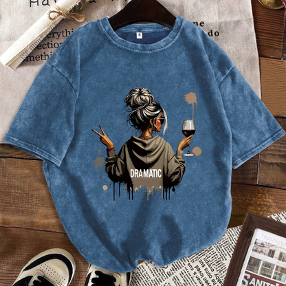 Damen Oversize T-Shirt mit Grafik – Dramatic Girl, lässiger Stil, ideal für Freizeit und Alltag