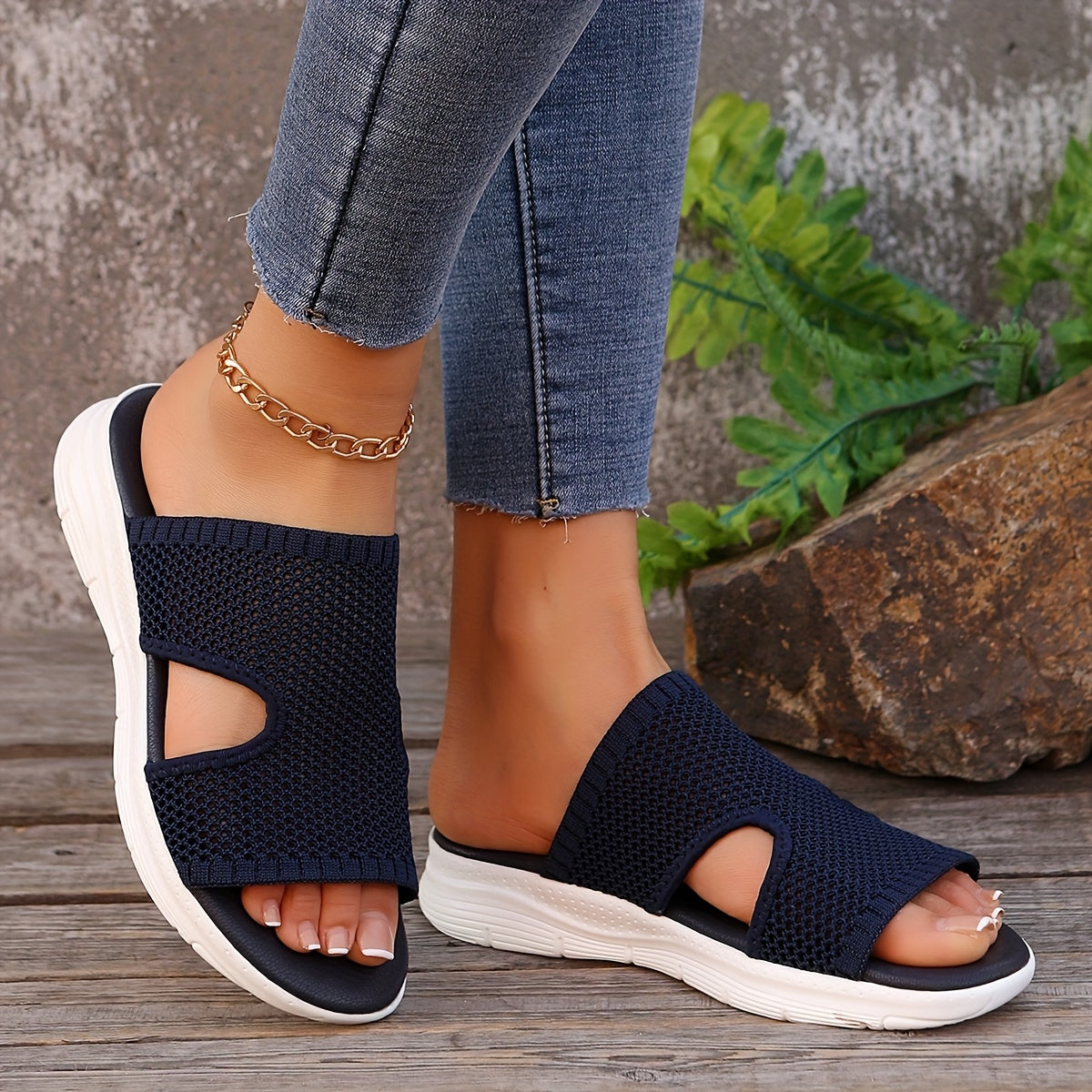Damen Komfort Slip-On Sportsandalen für Freizeit und Alltag