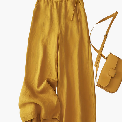 Damen Weite Freizeithose mit Kordelzug – Eleganter Sommer-Look für Alltag und Büro