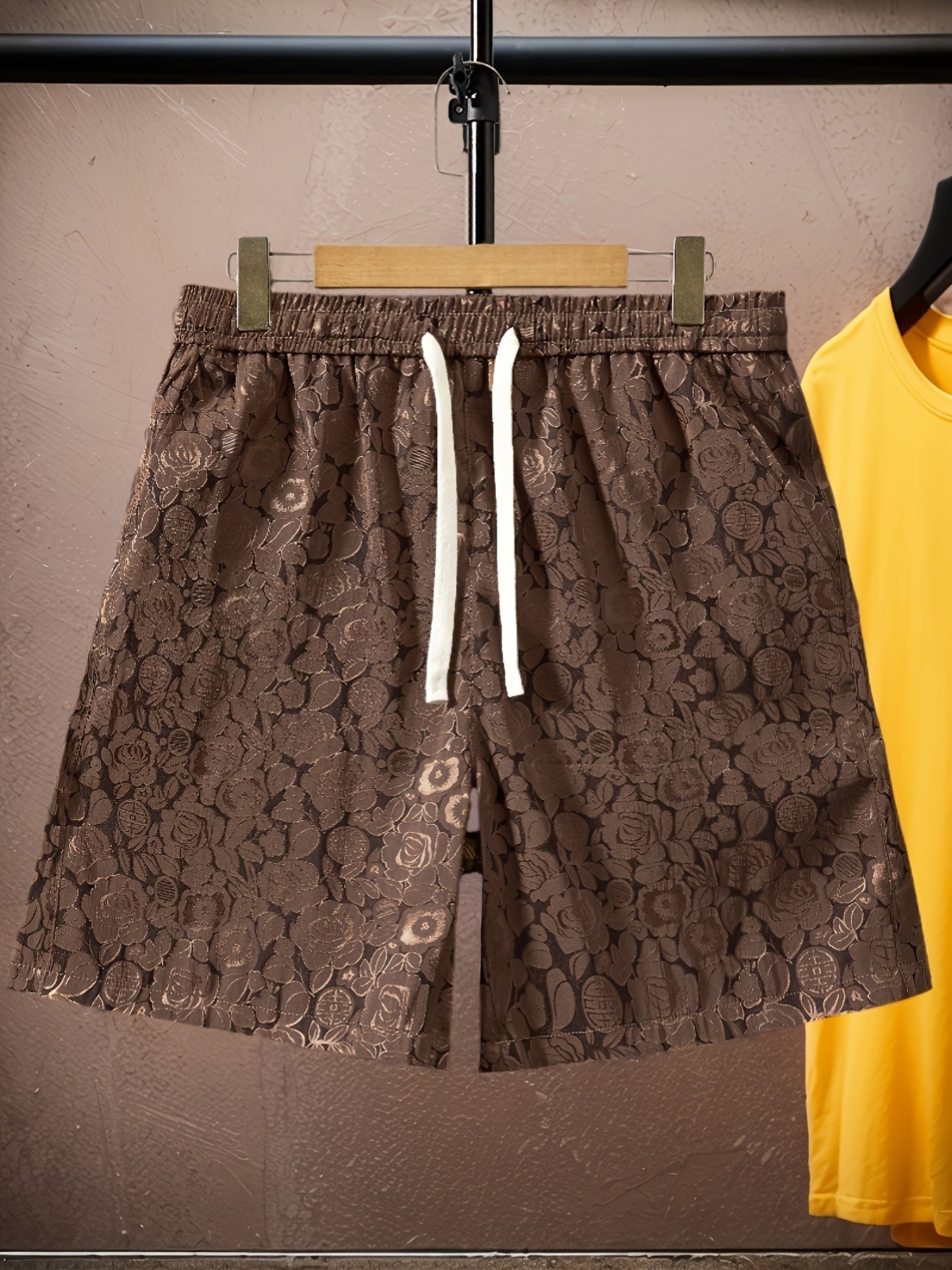 Herren Jacquard-Shorts mit Rosenmuster und modernem Relaxed Fit – Stilvolle Freizeithose für Alltag und Ausgehen