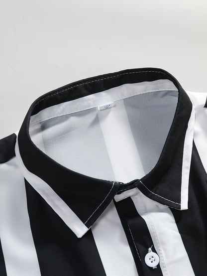 Herren Kurzarm Hemd mit Streifenmuster – Moderner Freizeit-Style, Perfekt für den Sommer