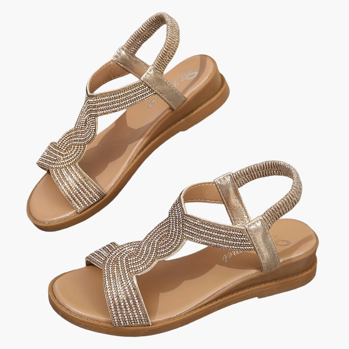 Damen Sommer-Sandalen mit Ziersteinen – Bequeme offene Sandalen für Alltag und Freizeit