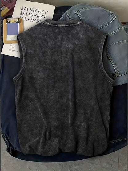 Herren Ärmeloses Western Shirt mit Print – Casual Streetwear für Outdoor und Festivals