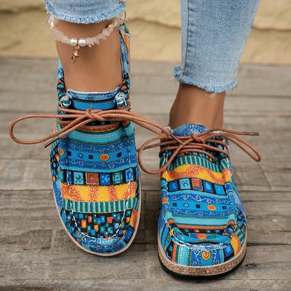 Damen Vintage Freizeitschuhe – Gemusterte Slip-Ons im Boho-Stil für Alltag und Reisen