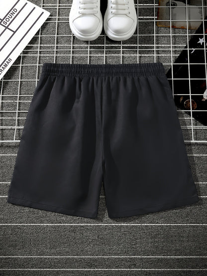 Herren Urban Streetwear Shorts mit grafischem Muster und elastischem Bund – Modische Freizeithose
