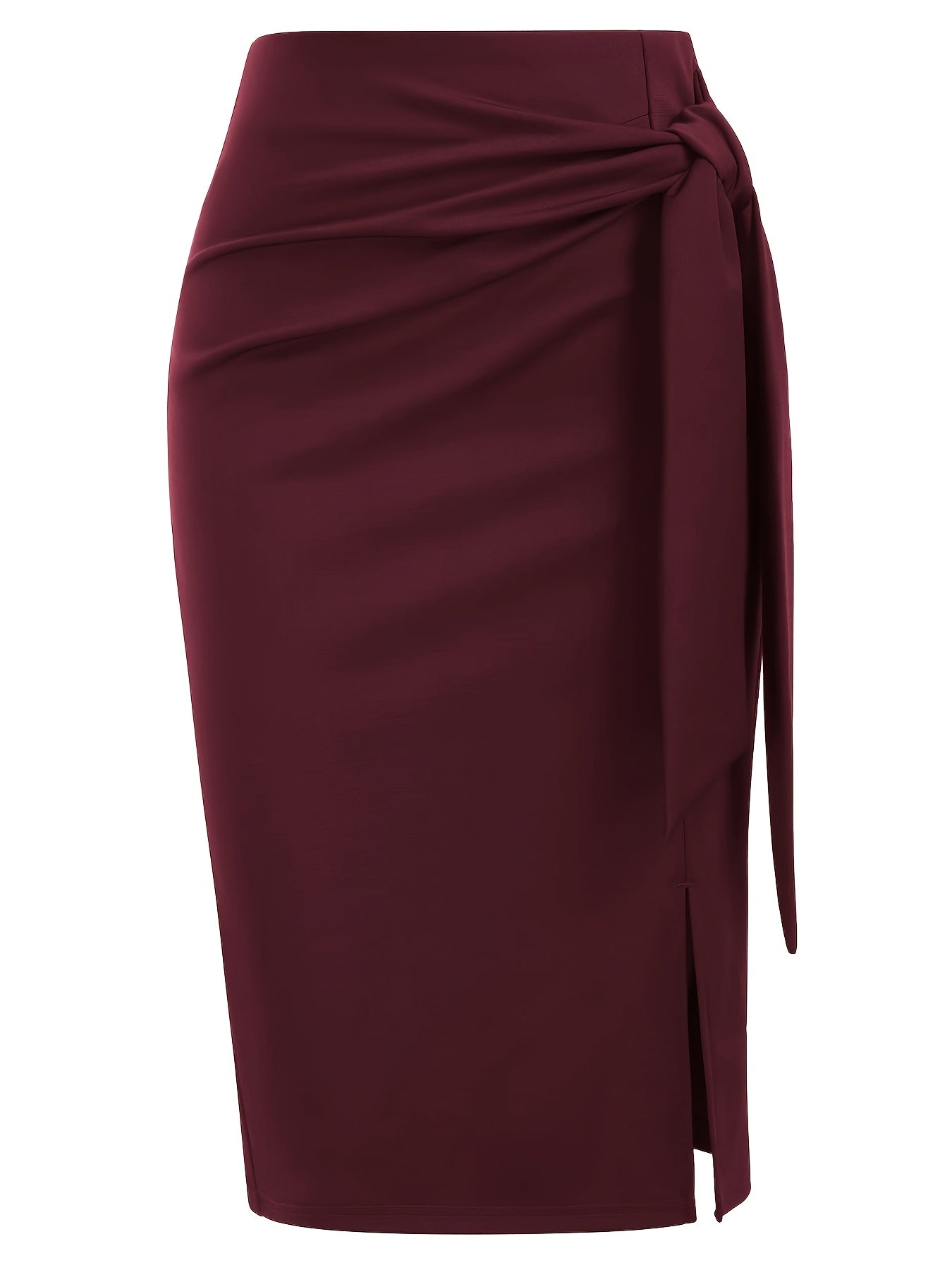 Damen Eleganter Bleistiftrock mit Schleife und Schlitz – Perfekt für Büro & besondere Anlässe