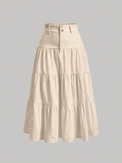 Damen Stufenrock High Waist Elegant Freizeitmode