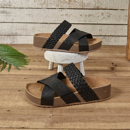 Damen Komfort Plateau-Sandalen mit Geflochtenen Riemen – Stilvolle Freizeitschuhe für Alltag und Urlaub