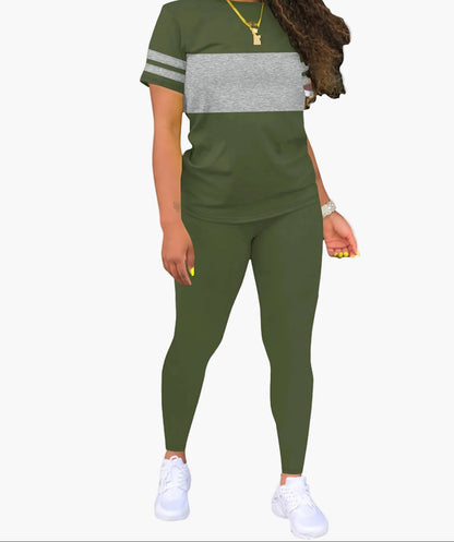 Damen Sportliches Freizeit-Set – Zweiteiliges Outfit mit T-Shirt und Leggings für Alltag & Fitness