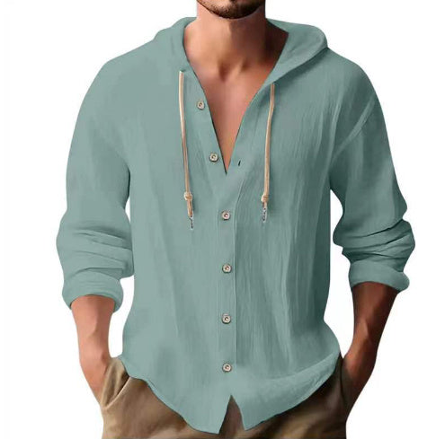 Andy – Kapuzenpullover aus Baumwollmischung – Veganes Leinen mit Knopfleiste