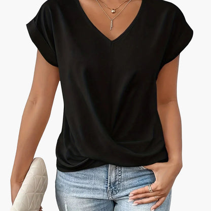 Damen Elegante Bluse mit V-Ausschnitt und Wickeldetail – Ideal für Büro und Freizeit
