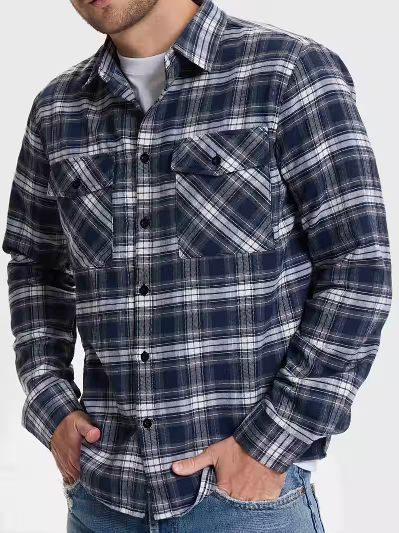 Herren Flanellhemd im karierten Casual-Look – Freizeit & Alltag