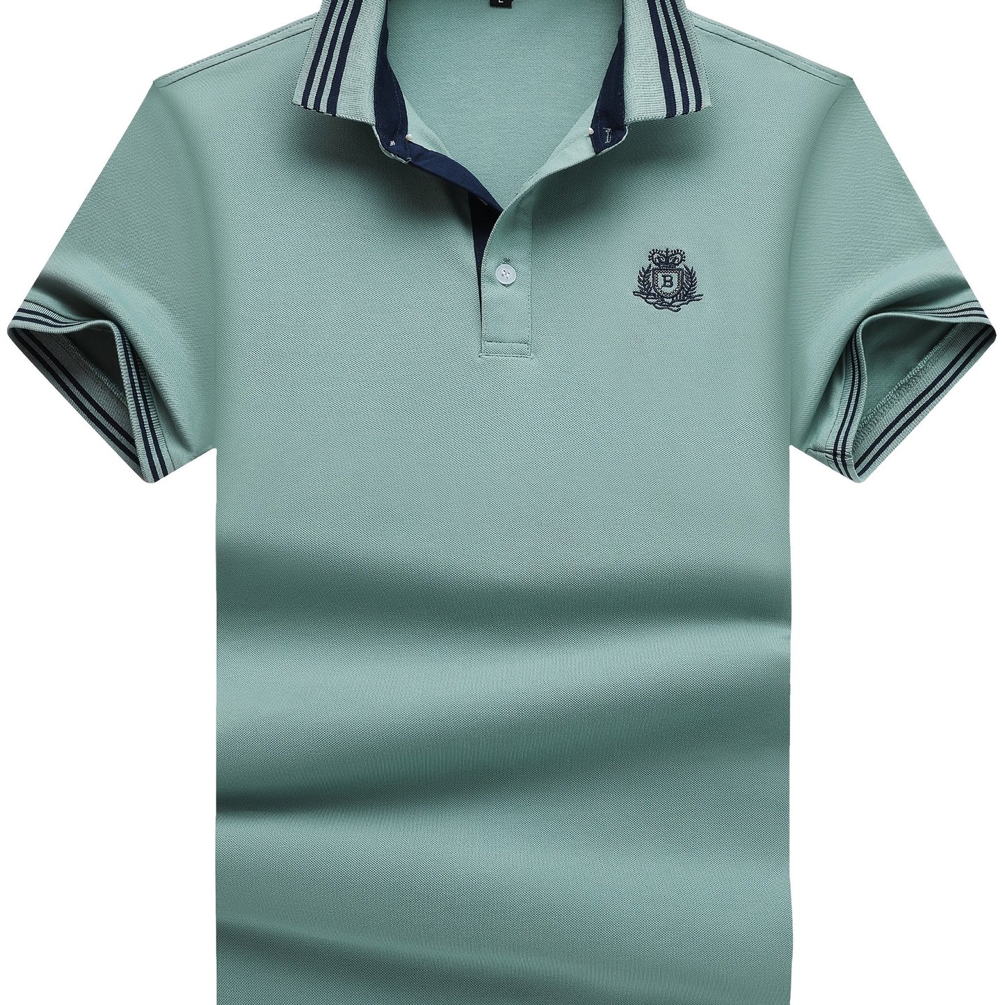 Herren Polo Shirt Klassisch Sportlich mit gesticktem Wappen und Kontrastkragen – Freizeit & Business