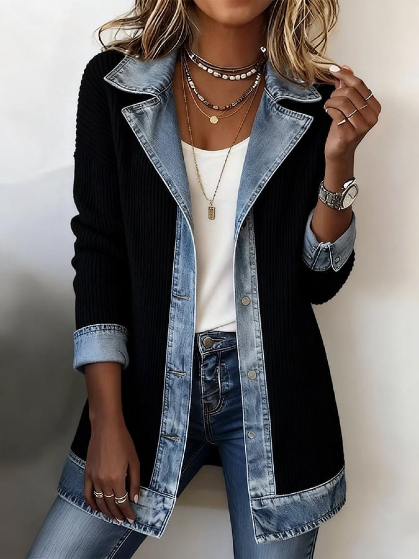 Damen Blazer im Denim-Look – Eleganter Casual Style für Business & Freizeit