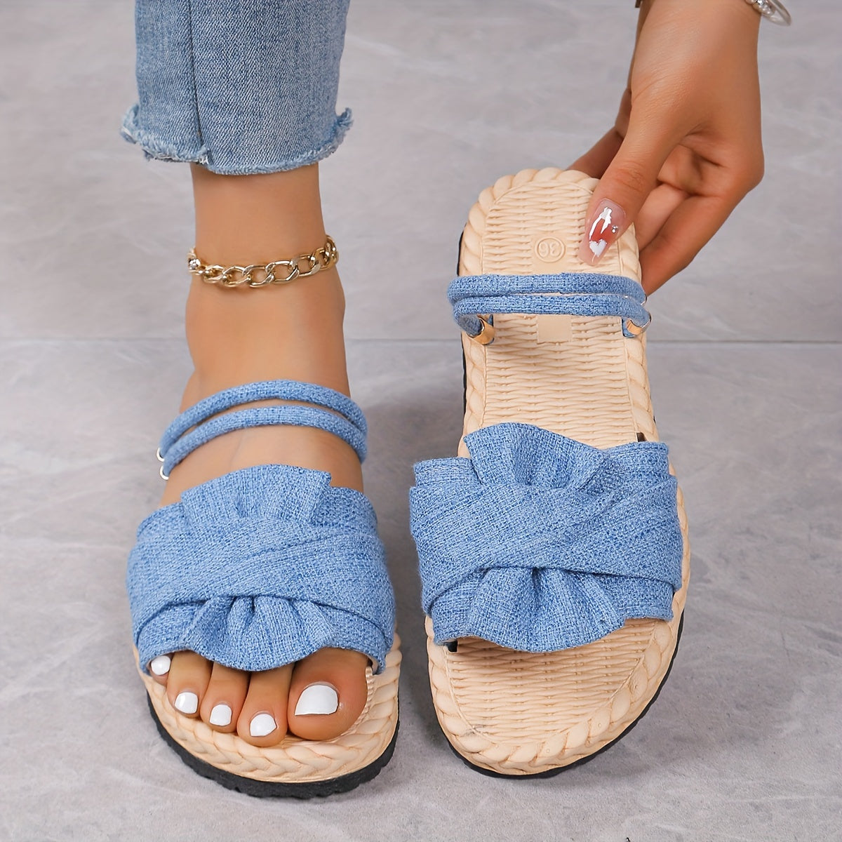Damen Sommer Sandalen mit Schleife und Knöchelriemen – Modische Freizeitschuhe für Alltag und Urlaub