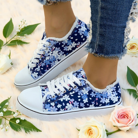 Damen Sneaker mit Blumenmuster – Modische Freizeitschuhe für Alltag und Freizeit