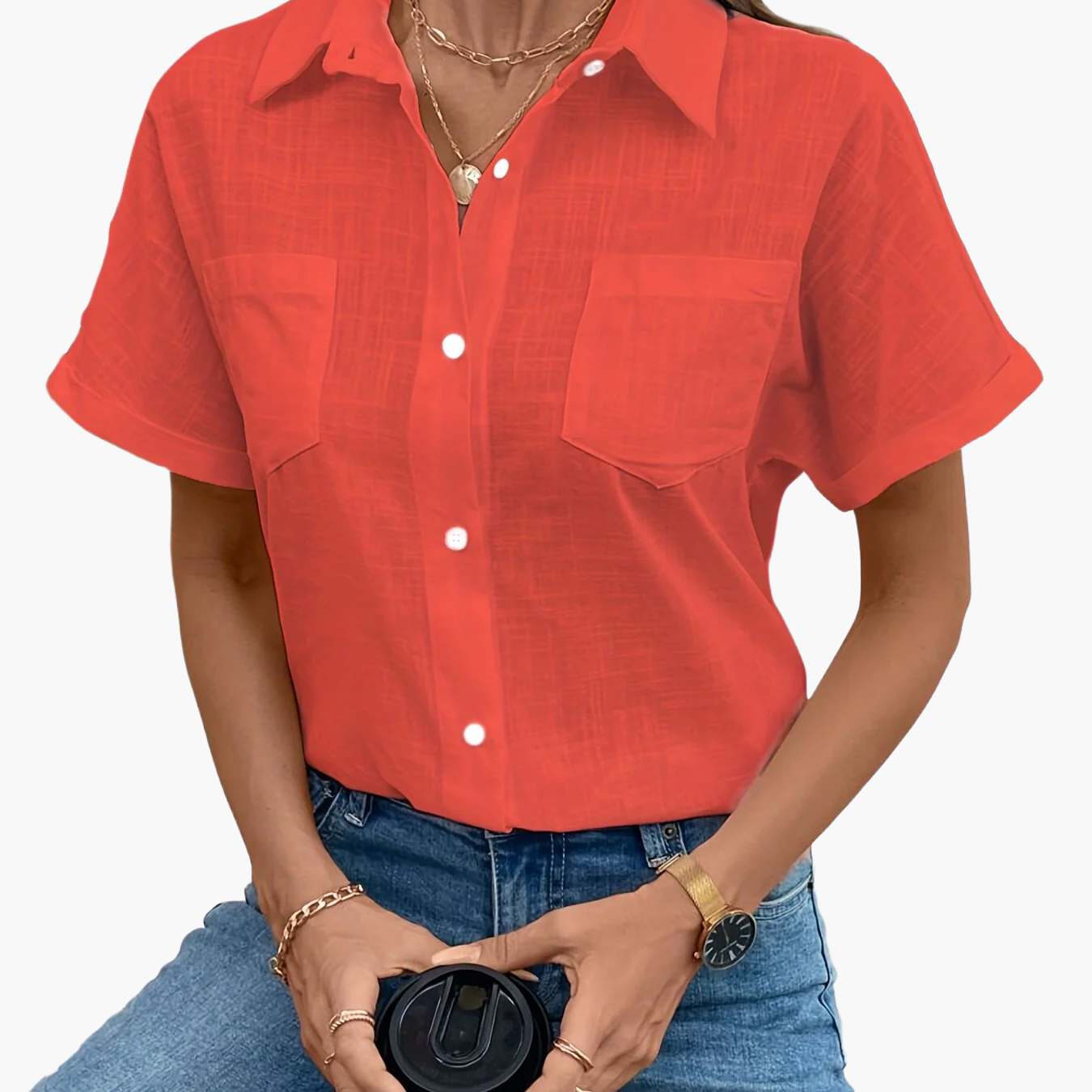 Damen Kurzarm Bluse mit Vogel-Print – Stilvolle Freizeit Hemdbluse für Alltag & Büro