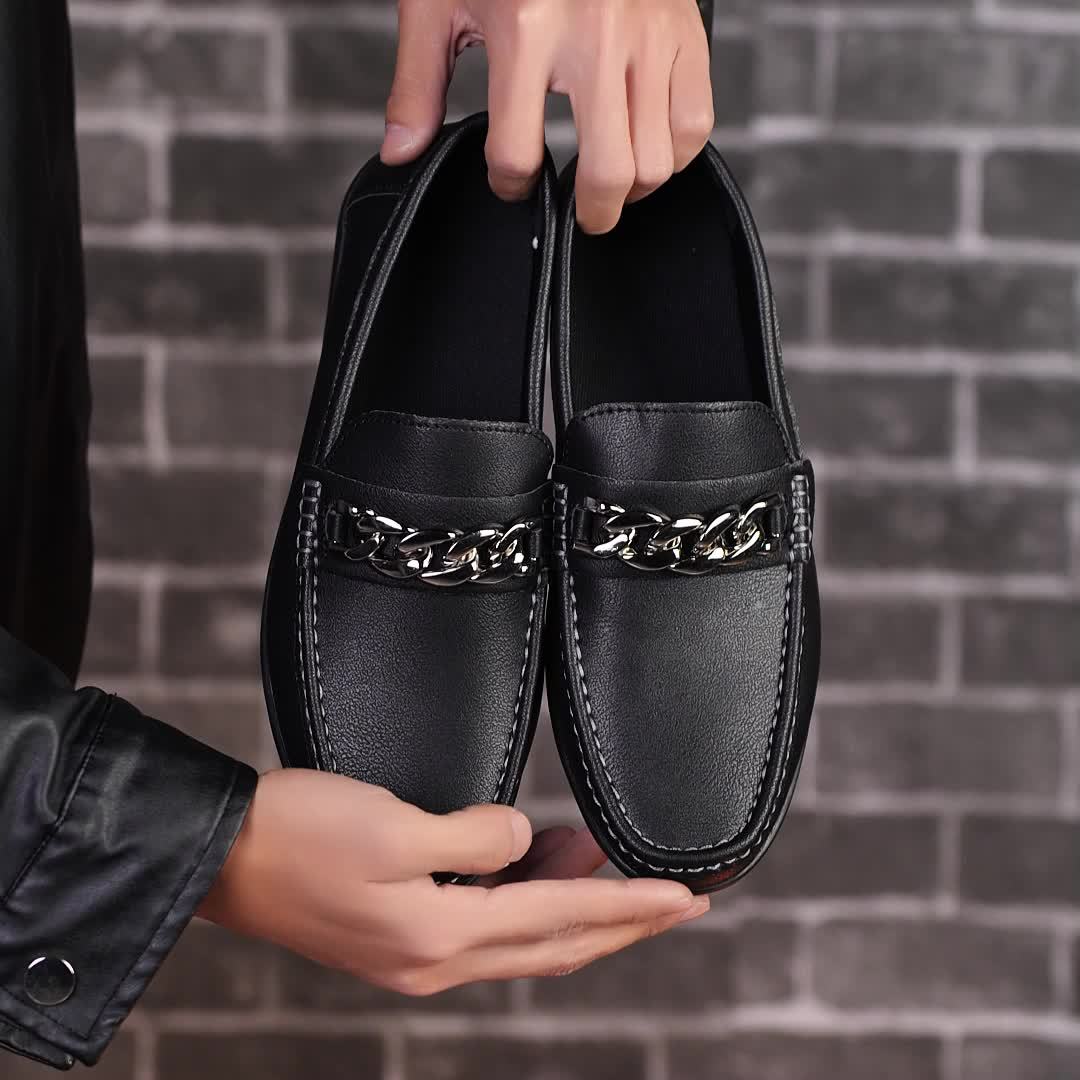 Herren Slip-On Loafer mit Ketten-Detail – Eleganter Business & Freizeit Schuh
