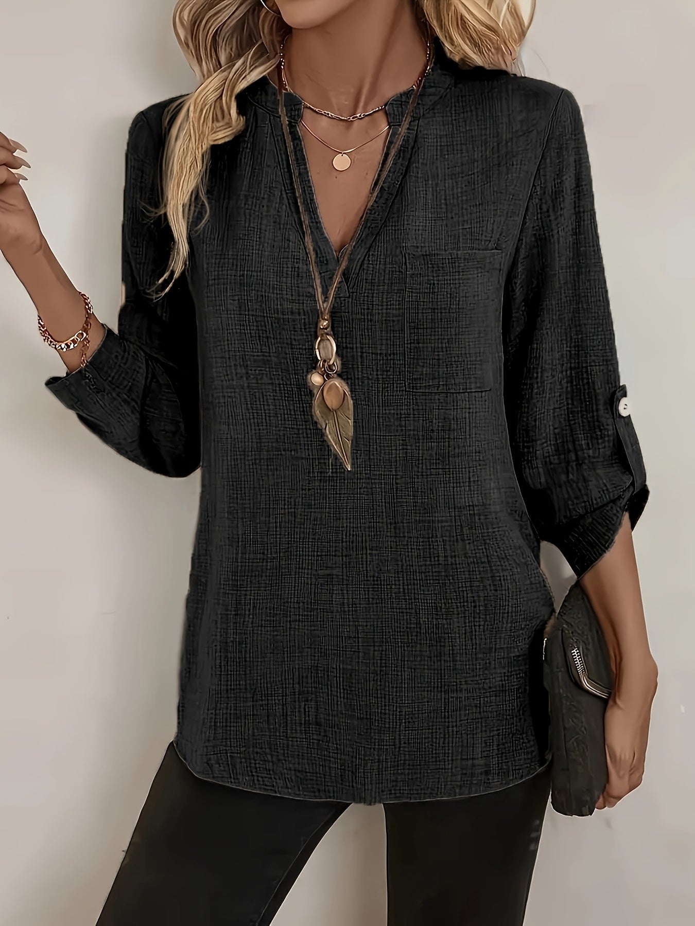 Damen Tunika-Bluse im legeren Boho-Stil für Alltag und Büro