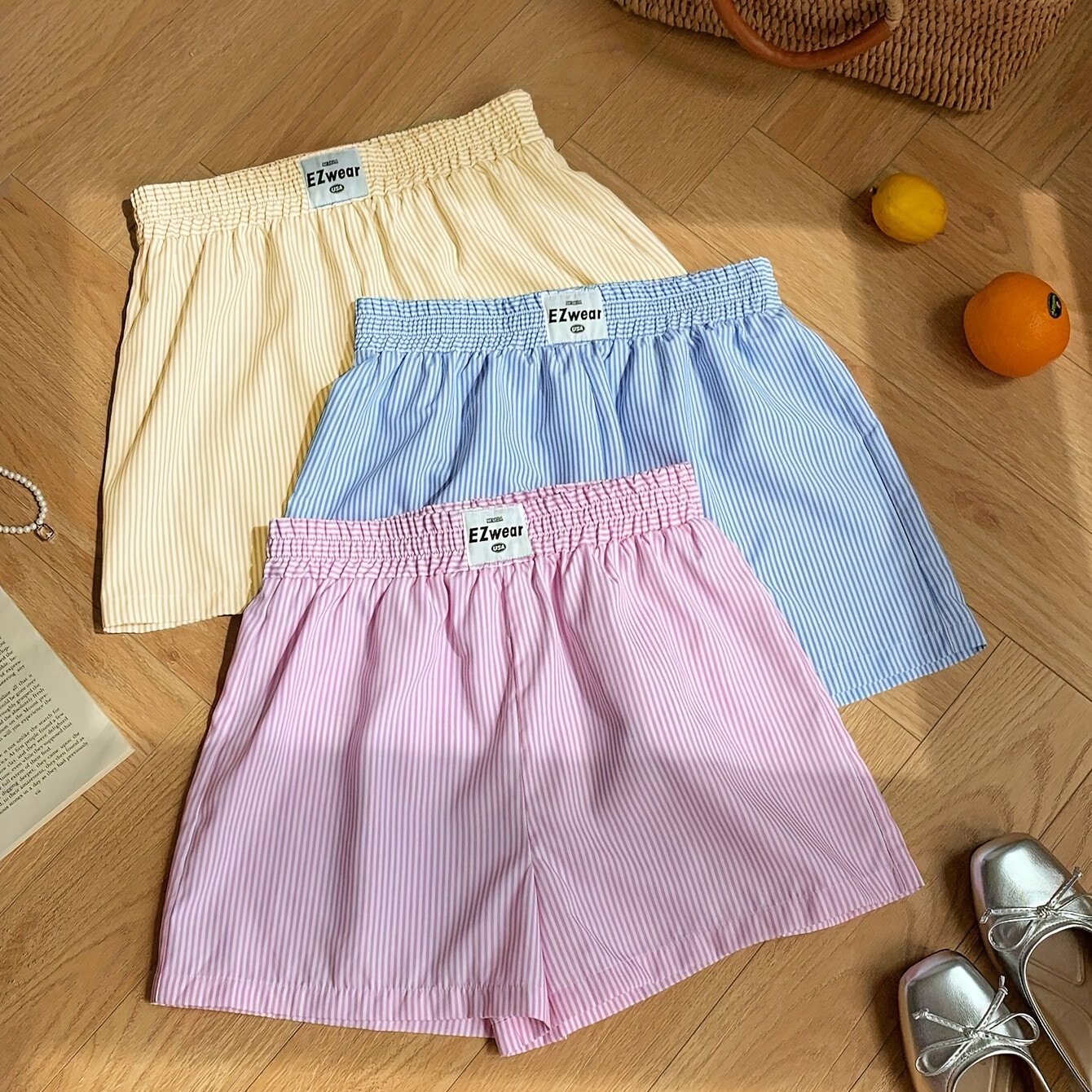 Damen Pyjama Shorts Set – Gestreifte lockere Homewear, bequem & stilvoll