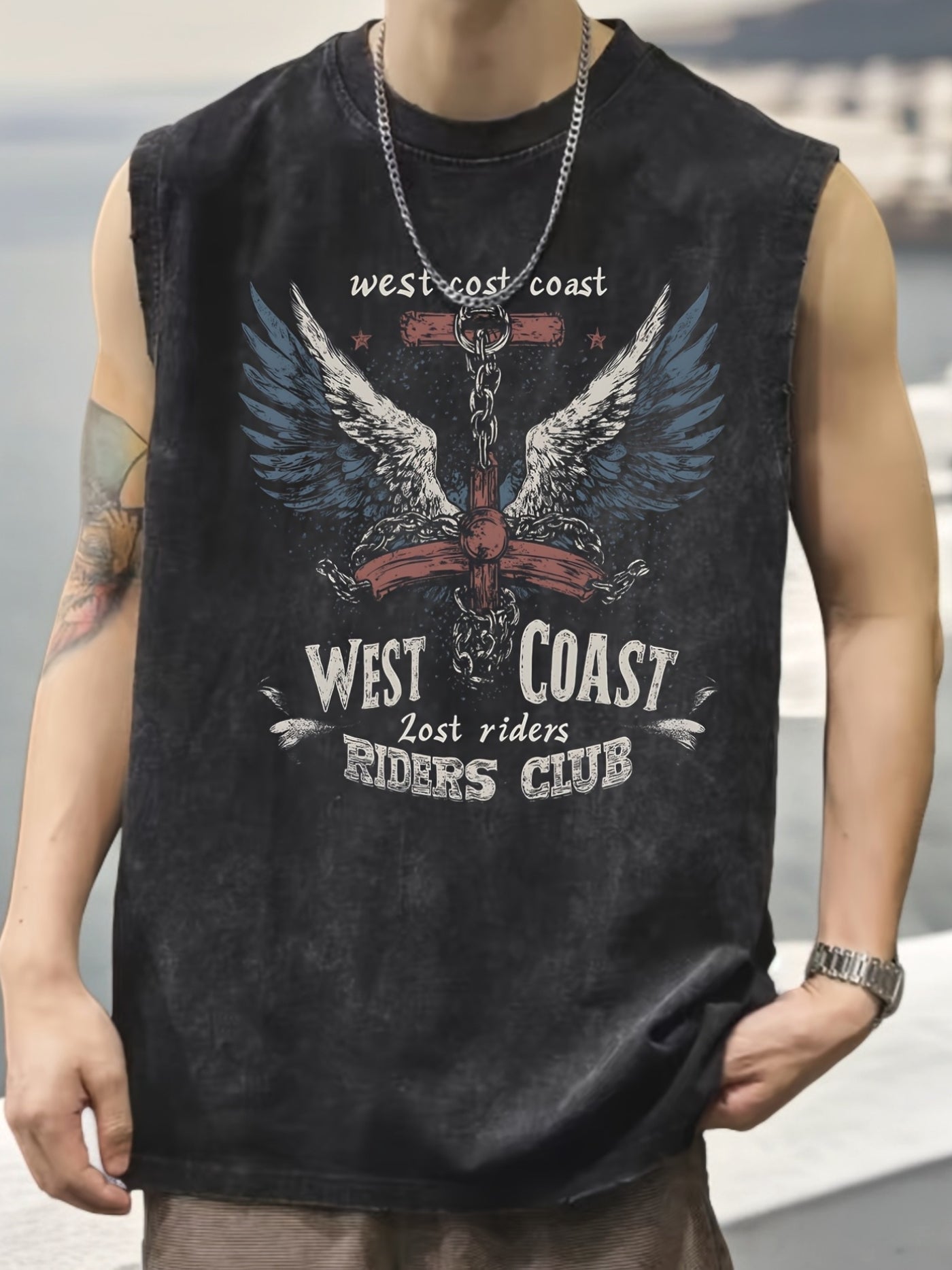 Herren Vintage Biker Muskelshirt – West Coast Lost Riders Club Print, Streetwear Tanktop