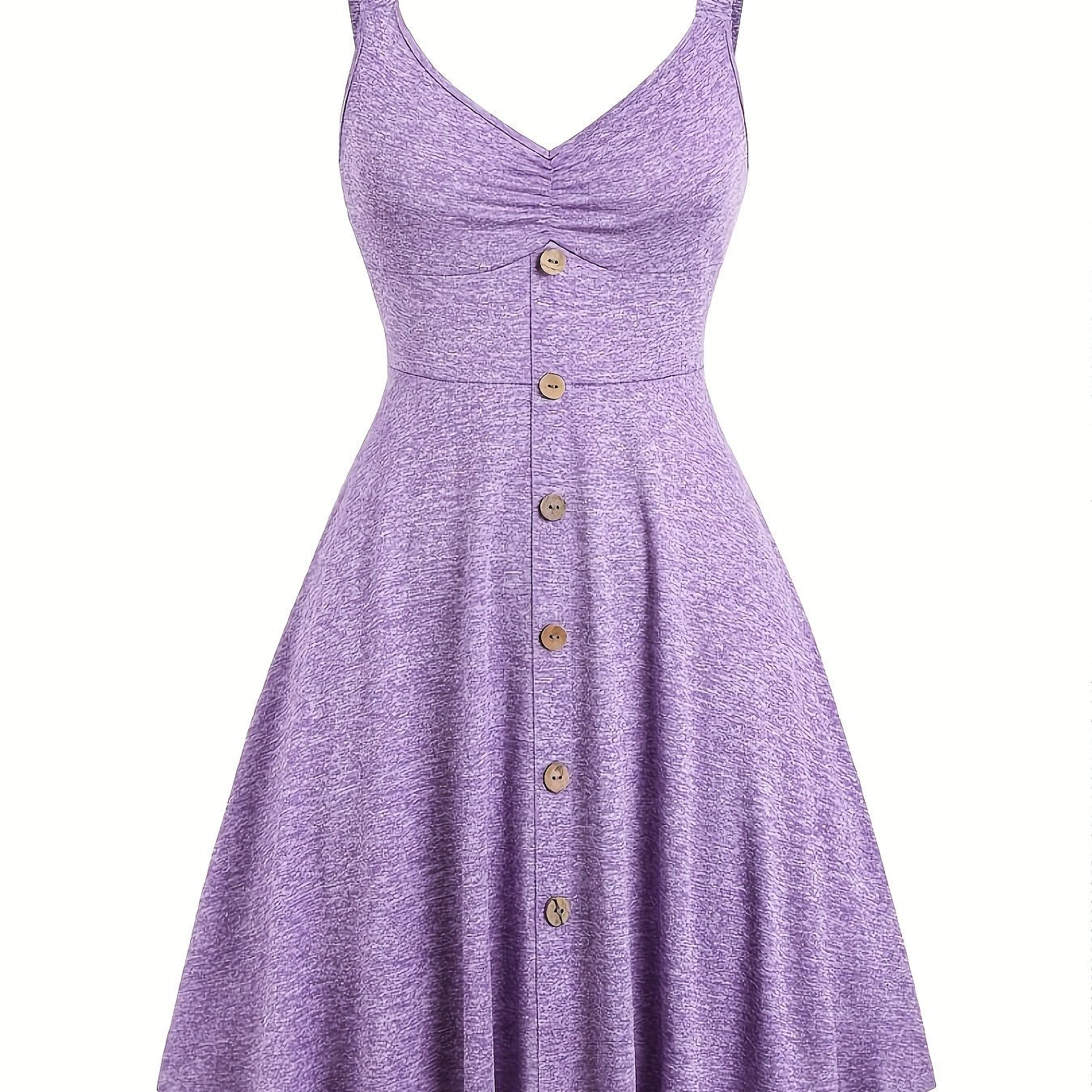 Damen Sommerkleid mit Knopfleiste und V-Ausschnitt – Elegantes Freizeitkleid mit Trägern