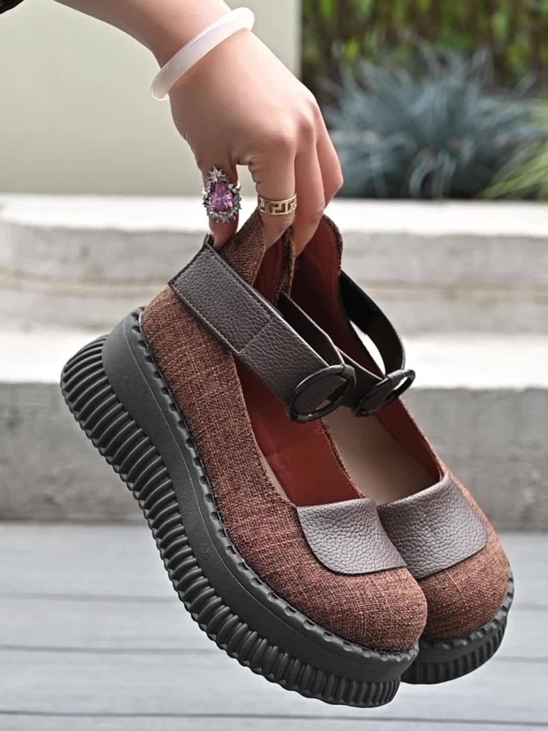 Damen Vintage Mary Jane Plateau-Schuhe für Alltag und Freizeit